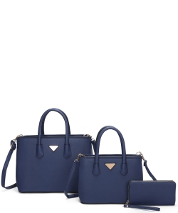 3in1 Saffiano Satchel Handbag Set LF21027T3 BLUE
